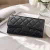 Black diamond-patterned genuine leather wallet for women, long style, simple and fashionable details Picture